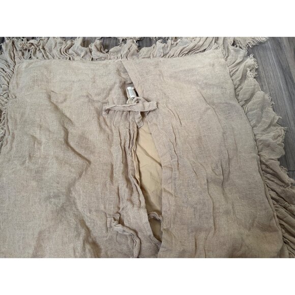 2 Wamsutta Vintage 1846 Beige Frayed Ruffle  Linen Euro Pillow Shams Boho Chic - Picture 10 of 15